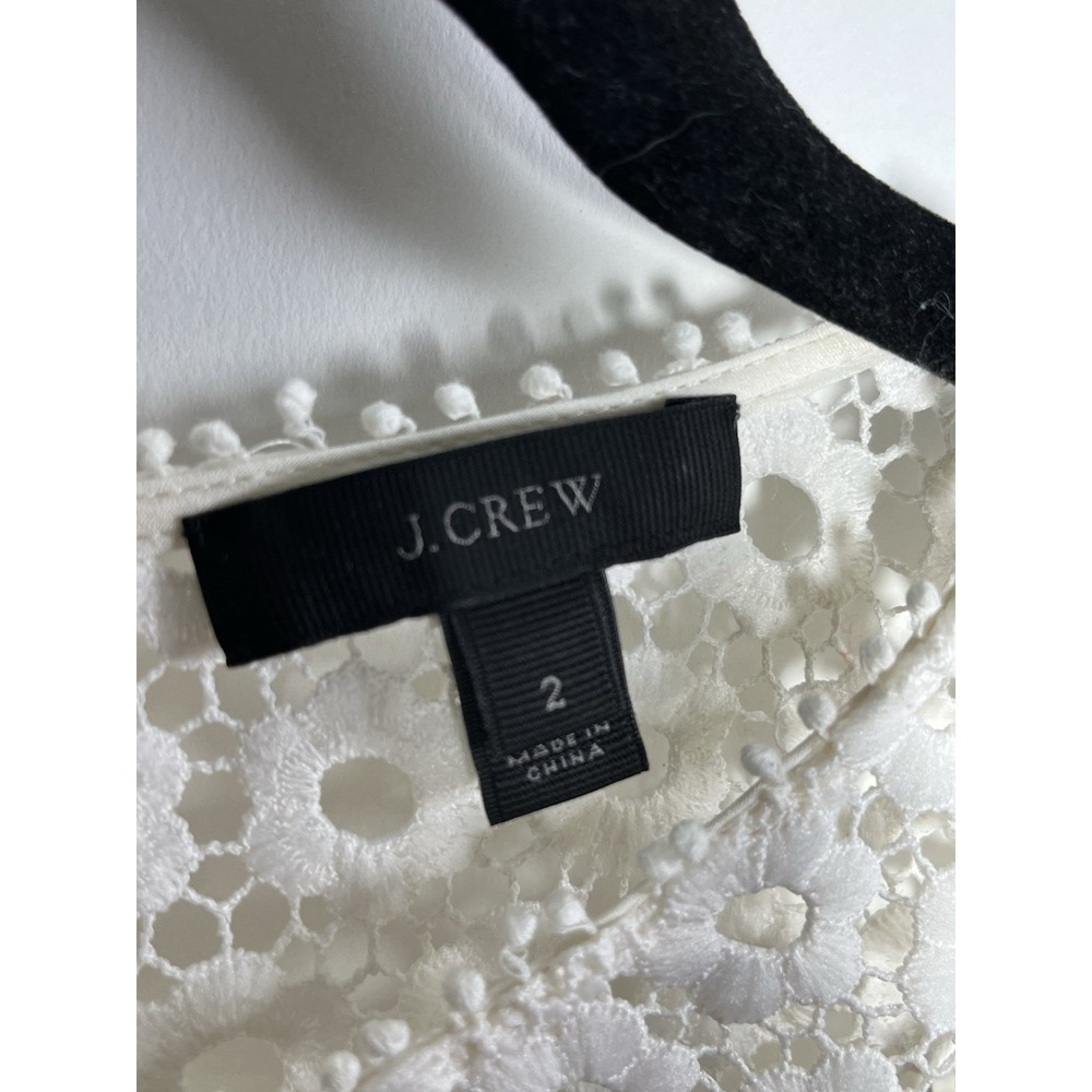 J CREW White Daisy Lace Boxy Top Blouse Bell-Sleeve Sz 2 Boho Floral Whimsy - Picture 9 of 15